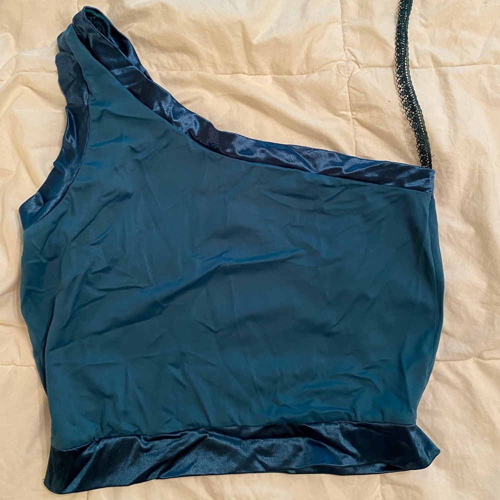 Fredrick’s of Hollywood One Shoulder Crop Teal